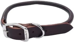 img 1 attached to 🐶 Latigo Leather Round Dog Collar - Coastal Circle T - 1" x 24