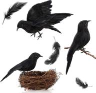 🦇 futureplusx black crows halloween: 3pcs handmade artificial crow decoys with bird's nest - realistic fake raven feathered crows logo