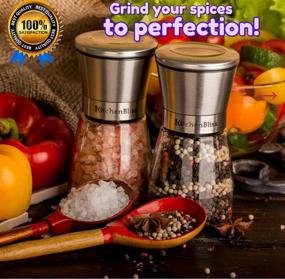 img 2 attached to 🧂 Premium Stainless Steel Salt and Pepper Grinder Set with Ceramic Spice Grinder Mill – Adjustable Coarseness – Professional Salt and Pepper Shakers – Includes Bamboo Spoon and Cleaning Brush