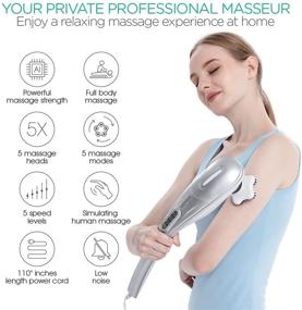 img 3 attached to 💆 Ultimate Handheld Electric Massager for Neck and Back: VOYOR Back Massager with 5 Adjustable Strength Levels and 5 Multi-Functional Heads for Full Body Deep Tissue Percussion Massage