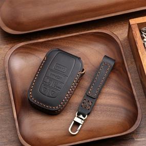 img 3 attached to 🔑 Premium Genuine Leather Key Fob Cover Case for Toyota Sienna 2021 4th Gen, Handmade Soft Leather 360 Degree Protection with Keychain, Black
