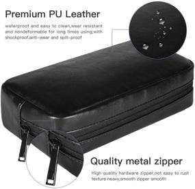 img 2 attached to 🎒 Large Black PU Leather Electronics Accessories Storage Bag for Laptop Charger, USB Cables, Power Cords, and Travel Gadgets - Big Electronics Accessories Case