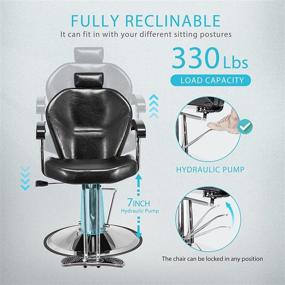 img 2 attached to 💺 VIVOHOME Reclining Swivel Barber Chair: Hydraulic Pump and Adjustable Headrest for Hair Salon & Spa