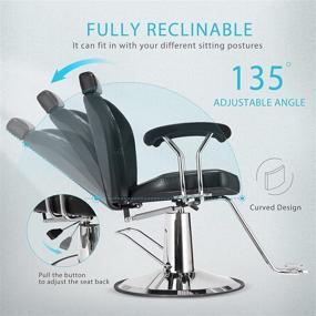 img 1 attached to 💺 VIVOHOME Reclining Swivel Barber Chair: Hydraulic Pump and Adjustable Headrest for Hair Salon & Spa