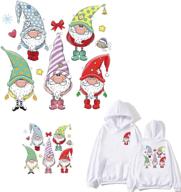 🎅 adorable christmas gnome iron-on stickers: transform your pillows, t-shirts, jackets, and hoodies with santa claus swedish figurines design appliques - set of 2 logo