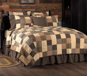 img 4 attached to VHC Brands Kettle Grove King Quilt - Primitive Country Patchwork Design, 110W x 97L, Country Black and Creme