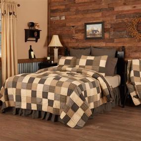 img 1 attached to VHC Brands Kettle Grove King Quilt - Primitive Country Patchwork Design, 110W x 97L, Country Black and Creme