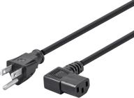 black 3ft monoprice 14awg right angle power cord with 3 conductor pc power connector socket (c13/5-15p) logo