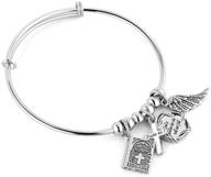 📿 jesse ortega cross holy bible angel wing charms stainless steel bangle bracelets with expendable inspirational letters logo