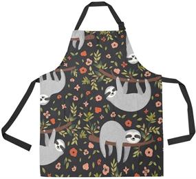 img 1 attached to InterestPrint Funny Sloth Flowers Kitchen