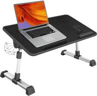 🛏️ multipurpose bed desk for laptop: adjustable table tray with usb cooling fan, height and angle adjustable - ideal for eating, working, writing - portable & stylish (medium, black) logo