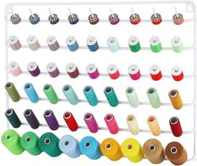 img 4 attached to White Metal Thread Rack with Hanging Hooks - 🧵 54 Spools Thread Holder Organizer for Sewing, Quilting, and Embroidery Threads