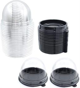 img 4 attached to 🎁 50 Set Clear Plastic Mini Cupcake Boxes Muffin Pod Dome | Perfect Single Container Box for Wedding Birthday Gifts | Black | Supplies Included