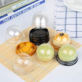 img 1 attached to 🎁 50 Set Clear Plastic Mini Cupcake Boxes Muffin Pod Dome | Perfect Single Container Box for Wedding Birthday Gifts | Black | Supplies Included