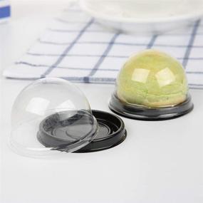 img 2 attached to 🎁 50 Set Clear Plastic Mini Cupcake Boxes Muffin Pod Dome | Perfect Single Container Box for Wedding Birthday Gifts | Black | Supplies Included