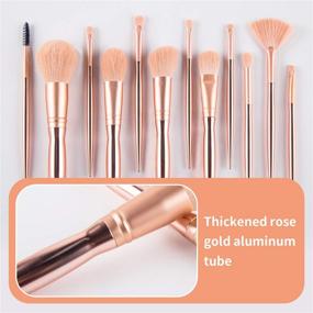 img 2 attached to Rose Gold Makeup Brush Set - 12pcs Premium Cosmetic Brushes for Foundation, Blending, Blush, Concealer, Eye Shadow, Lip, with Soft Synthetic Fiber Hairs. Includes Travel Pink Makeup Bag.