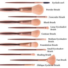 img 1 attached to Rose Gold Makeup Brush Set - 12pcs Premium Cosmetic Brushes for Foundation, Blending, Blush, Concealer, Eye Shadow, Lip, with Soft Synthetic Fiber Hairs. Includes Travel Pink Makeup Bag.