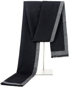 img 2 attached to 🧣 Autumn Winter Scarf – Classic and Stylish White Gray Men's Scarf
