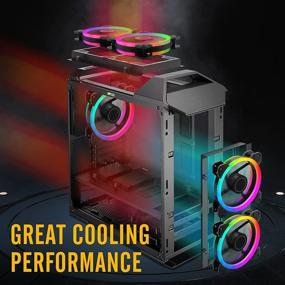 img 1 attached to Вентилятор корпуса EZDIY-FAB 120 мм RGB, 5 штук, двойное кольцо Quiet Edition с высоким воздушным потоком и настраиваемым светодиодным подсветкой для ПК корпусов, кулеров процессора - включает пульт дистанционного управления