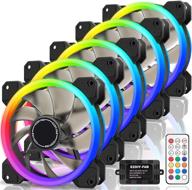 вентилятор корпуса ezdiy-fab 120 мм rgb, 5 штук, двойное кольцо quiet edition с высоким воздушным потоком и настраиваемым светодиодным подсветкой для пк корпусов, кулеров процессора - включает пульт дистанционного управления логотип