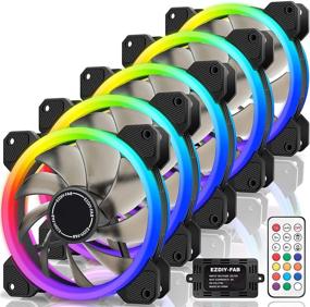 img 4 attached to Вентилятор корпуса EZDIY-FAB 120 мм RGB, 5 штук, двойное кольцо Quiet Edition с высоким воздушным потоком и настраиваемым светодиодным подсветкой для ПК корпусов, кулеров процессора - включает пульт дистанционного управления