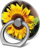 🌻 360° finger stand cell phone ring holder car mount with hook - bright yellow sunflower design for smartphones logo