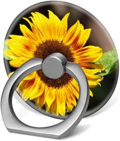 img 4 attached to 🌻 360° Finger Stand Cell Phone Ring Holder Car Mount with Hook - Bright Yellow Sunflower Design for Smartphones