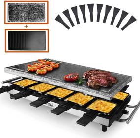 img 3 attached to 🔥 Artestia Raclette Table Grill - 1500W Electric Indoor Grill with 10 Paddles Korean BBQ Grill, Cheese Raclette, Grill Stone, and Non-Stick Reversible Aluminum Plate - Ideal for Parties & Family Gatherings