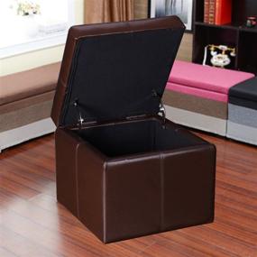 img 3 attached to 🏠 Homebeez Faux Leather Storage Ottoman Square Footrest Stool Cube Bench in Reddish Brown - Versatile and Stylish Storage Solution for Your Home