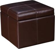 🏠 homebeez faux leather storage ottoman square footrest stool cube bench in reddish brown - versatile and stylish storage solution for your home logo