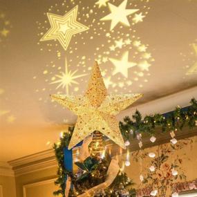 img 4 attached to PHITRIC Christmas Star Tree Topper - Rotatable Gold Star Treetop 🌟 Projector with LED Lights - 10-Inch Hollow-Out Star Topper - Indoor Tree Star
