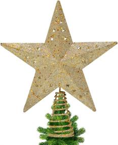 img 3 attached to PHITRIC Christmas Star Tree Topper - Rotatable Gold Star Treetop 🌟 Projector with LED Lights - 10-Inch Hollow-Out Star Topper - Indoor Tree Star