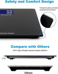 img 1 attached to 📊 Smartake Precision Digital Bathroom Weight Scale with Step-On Technology, 6mm Tempered Glass, Easy-to-Read Backlit LCD Display, Includes Body Tape Measure, Supports up to 400 Pounds, Black