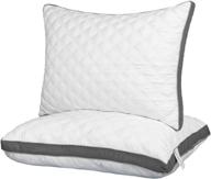 lipo premium quilted bed pillows for side sleepers - set of 2 standard pillows, luxurious cooling & firm down alternative, 20 x 26 inch, white logo