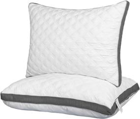 img 4 attached to Lipo Premium Quilted Bed Pillows for Side Sleepers - Set of 2 Standard Pillows, Luxurious Cooling & Firm Down Alternative, 20 x 26 Inch, White