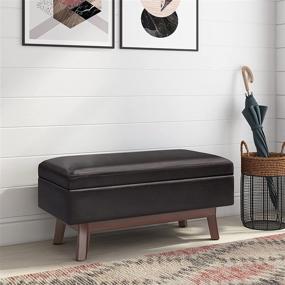 img 3 attached to 🛋️ Simplihome Owen 36-inch Mid Century Modern Rectangular Storage Ottoman in Tanners Brown Faux Leather: A Versatile Addition to Living Room, Family Room, and Entryway