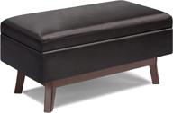 🛋️ simplihome owen 36-inch mid century modern rectangular storage ottoman in tanners brown faux leather: a versatile addition to living room, family room, and entryway logo