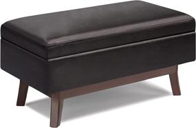 img 4 attached to 🛋️ Simplihome Owen 36-inch Mid Century Modern Rectangular Storage Ottoman in Tanners Brown Faux Leather: A Versatile Addition to Living Room, Family Room, and Entryway