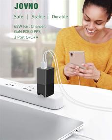 img 3 attached to JOVNO GaN USB-C Charger 65W PD Fast Charger with 3-Port Foldable Wall Adapter for iPhone 12/11/XR/Xs, MacBook Pro/Air, iPad Pro/Air, Galaxy S20/S10, Dell XPS 13, Pixel, OnePlus, Switch