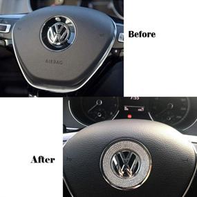 img 3 attached to 🔔 Улучшите свое рулевое колесо VW Volkswagen с крышками декоративной вышивки Ramecar Bling Logo Caps Decals Emblem Badge - серебро