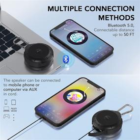 img 2 attached to Переносная Bluetooth-колонка NANIWAN с сабвуфером - водонепроницаемая, мини-душевая колонка для активного отдыха на улице, пляжа, походов, кемпинга - поддерживает AUX-подключение - 12 часов воспроизведения (черный)