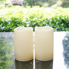 img 4 attached to 🕯️ Water Resistant Flameless LED Candles: Outdoor/Indoor Flickering Pillars with Timer - Long Lasting, Battery Operated Candle Lights for Wedding Party Centerpiece Home Garden Decorations - 3"x5" - 2-Pack