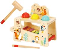 🎵 tookyland pound and tap bench wooden toys - toddler musical hammering pounding toys with slide-out xylophone, wooden educational pound-a-ball toy gifts for kids, baby age 1, 2, 3+ logo