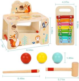 img 3 attached to 🎵 TOOKYLAND Pound and Tap Bench Wooden Toys - Toddler Musical Hammering Pounding Toys with Slide-Out Xylophone, Wooden Educational Pound-a-Ball Toy Gifts for Kids, Baby Age 1, 2, 3+