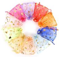 🎁 100pcs stratalife organza bags 4x6 with drawstring mesh for jewelry gift, wedding party, baby shower - bulk favor pouches (mixed heart) logo