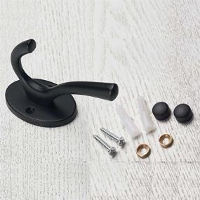 img 1 attached to 🔗 Mellewell 4-Piece Double Coat and Robe Hook Set for Bathroom and Bedroom – Heavy-Duty Wall Mount, Sleek Flat Black Finish, Model 09003B4