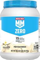 протеиновый порошок muscle milk zero: ванильный вкус, 100 калорий, 15г протеина, 1.65 фунтов - 25 порций. логотип