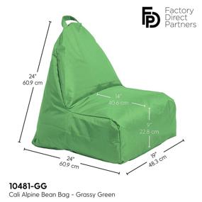 img 3 attached to Cali Alpine Sack Bean Bag Chair - Dirt-Resistant Coated Oxford Fabric for Long-Lasting Use, Grassy Green Color - Flexible Seating for Kids, Teens, Adults - Ideal Furniture for Bedrooms, Dorm Rooms, Classrooms