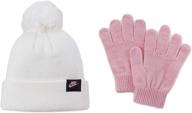 🧢 nike swoosh pom beanie hat and gloves set for kids logo