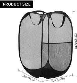 img 2 attached to 🧺 Large Foldable Pop-up Laundry Hamper - Mesh Basket for Dirty Clothes with Carry Handles (Set of 2)